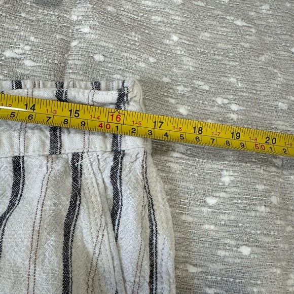 Per Se Linen Blend Stripe Pants Size Large black cream tan - Picture 5 of 6
